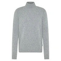 Wool-Blend Diamond-Front Turtleneck Sweater