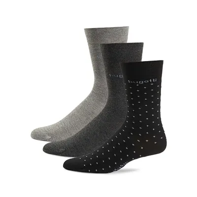 Men's 3-Pair Minimal Pattern Crew Socks
