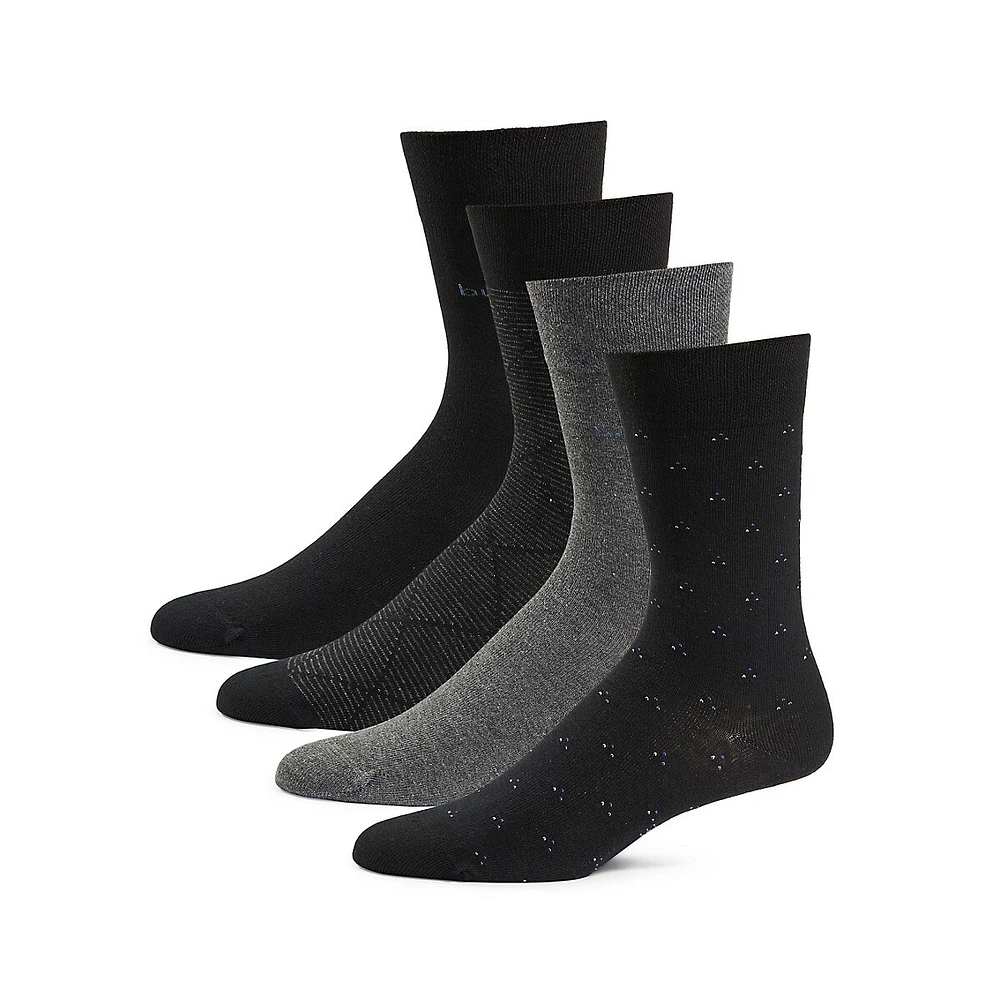 Men's 4-Pair Designer Mix Crew Socks