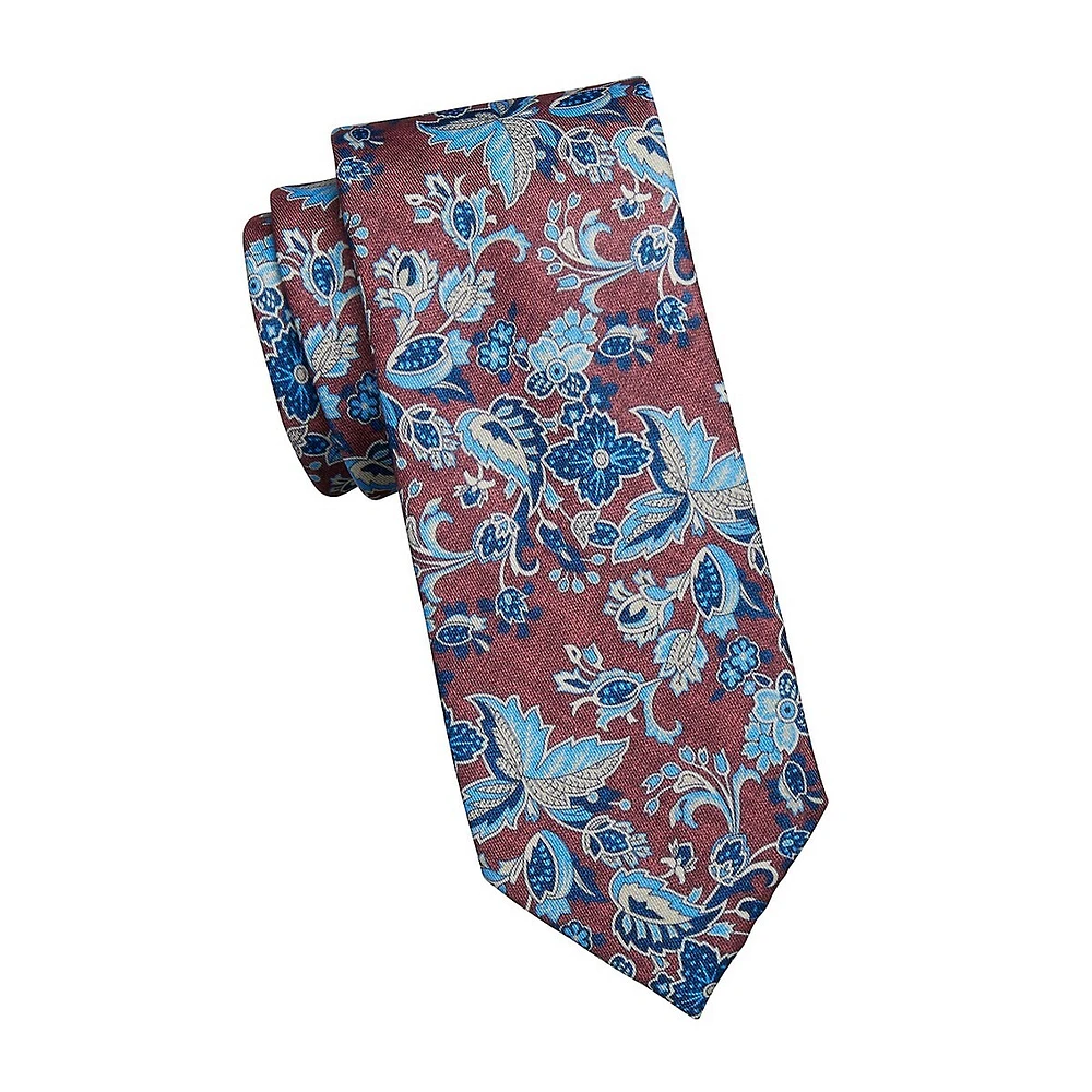 Classic-Cut Floral Pattern Tie