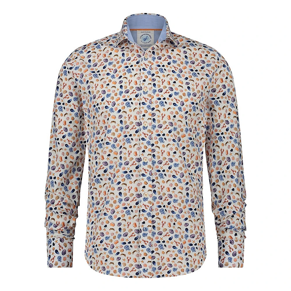 Modern-Fit Lobster-Print Shirt