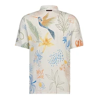 Modern-Fit Hummingbird-Print Camp Shirt