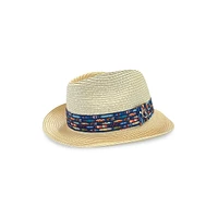 Surfboards-Printed Band Straw Fedora
