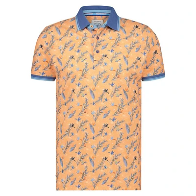 Hummingbird Floral-Print Stretch-Organic Cotton Polo Shirt