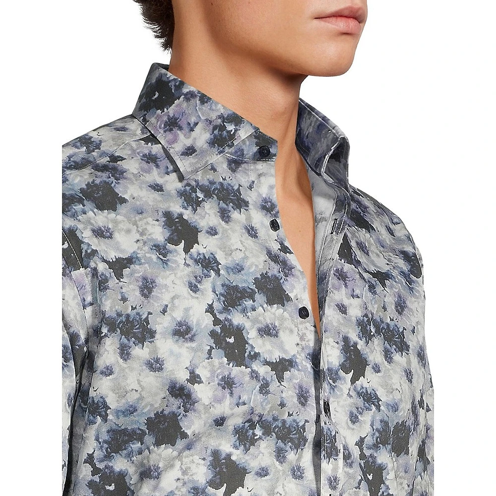Modern Classic-Fit Easy-Care Multicolour Floral Dress Shirt