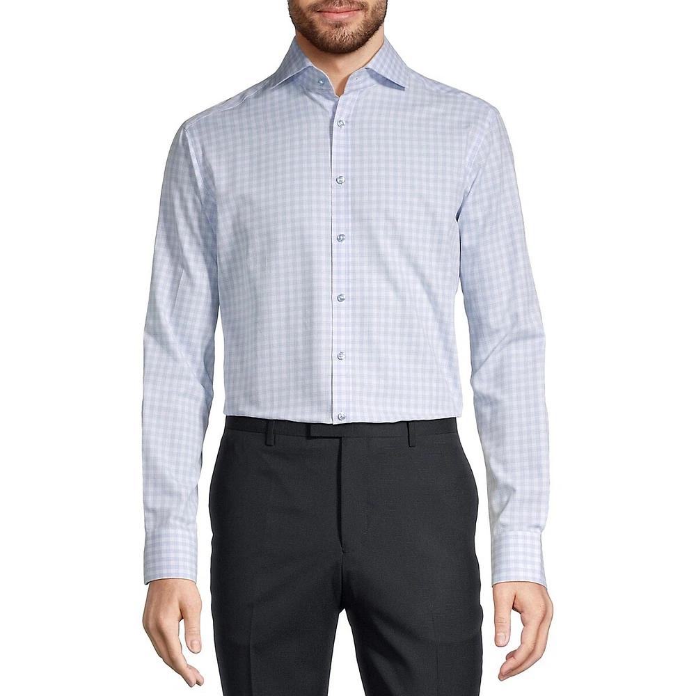 Slim-Fit Cutaway-Collar Dot-Print Print Dress Shirt