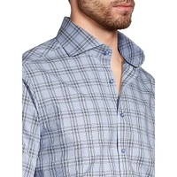 Slim-Fit Cutaway-Collar Plaid Dress Shirt