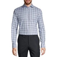 Slim-Fit Cutaway-Collar Plaid Dress Shirt