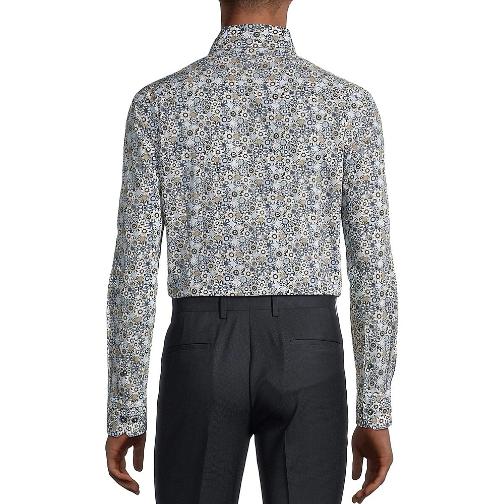 Slim-Fit Cutaway-Collar Floral Dress Shirt