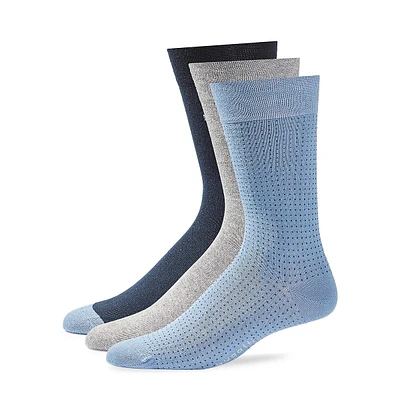 Men's 3-Pair Mixed Solids & Dotted Crew Socks Pack