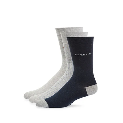 Men's 3-Pair Mixed Solids & Dotted Crew Socks Pack