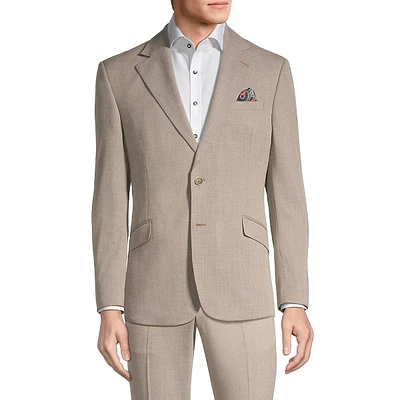 Slim-Fit Linen-Look Suit Jacket