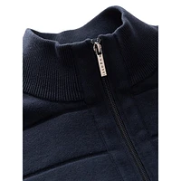 Ribbed Full-Zip Mockneck Sweater