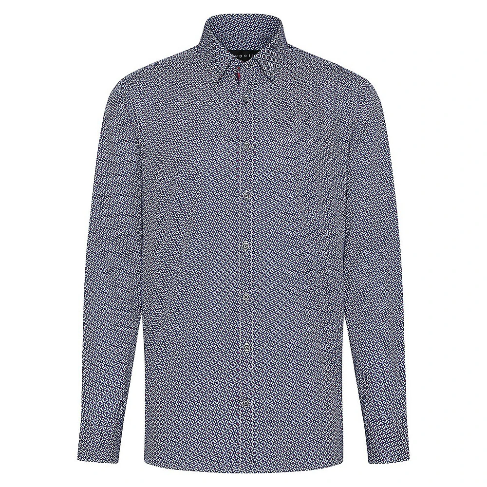 Geo-Print Cotton Poplin Shirt