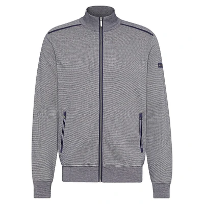 Textured Full-Zip Stretch Sweater Jacket