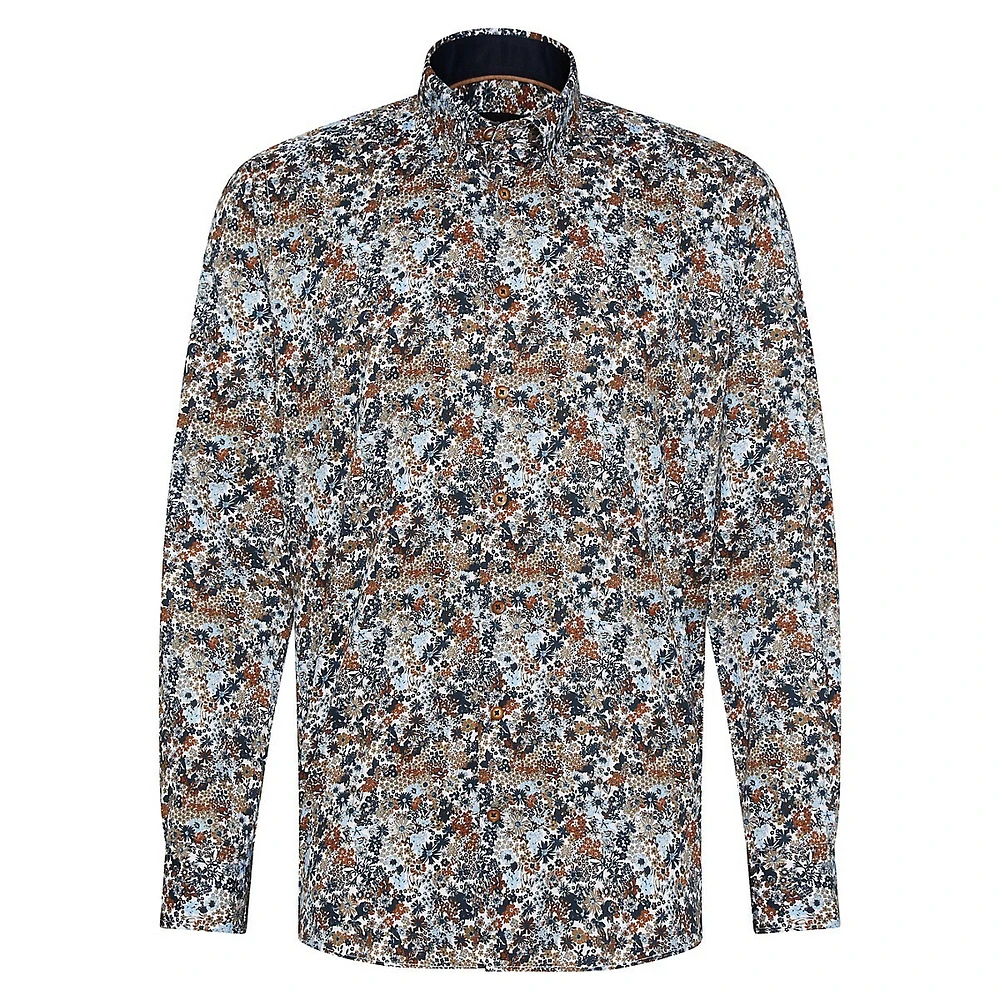 Floral Easy-Care Cotton Twill Shirt