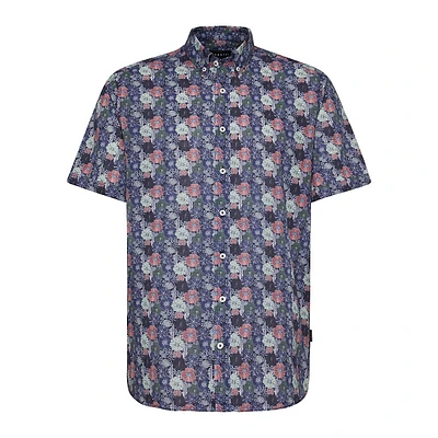 Floral Short-Sleeve Soft-Wash Cotton Shirt