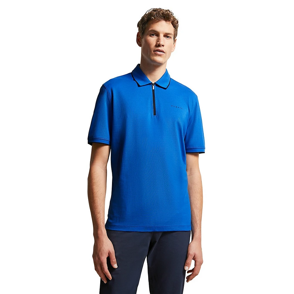 Zip-Front Stretch Polo Shirt