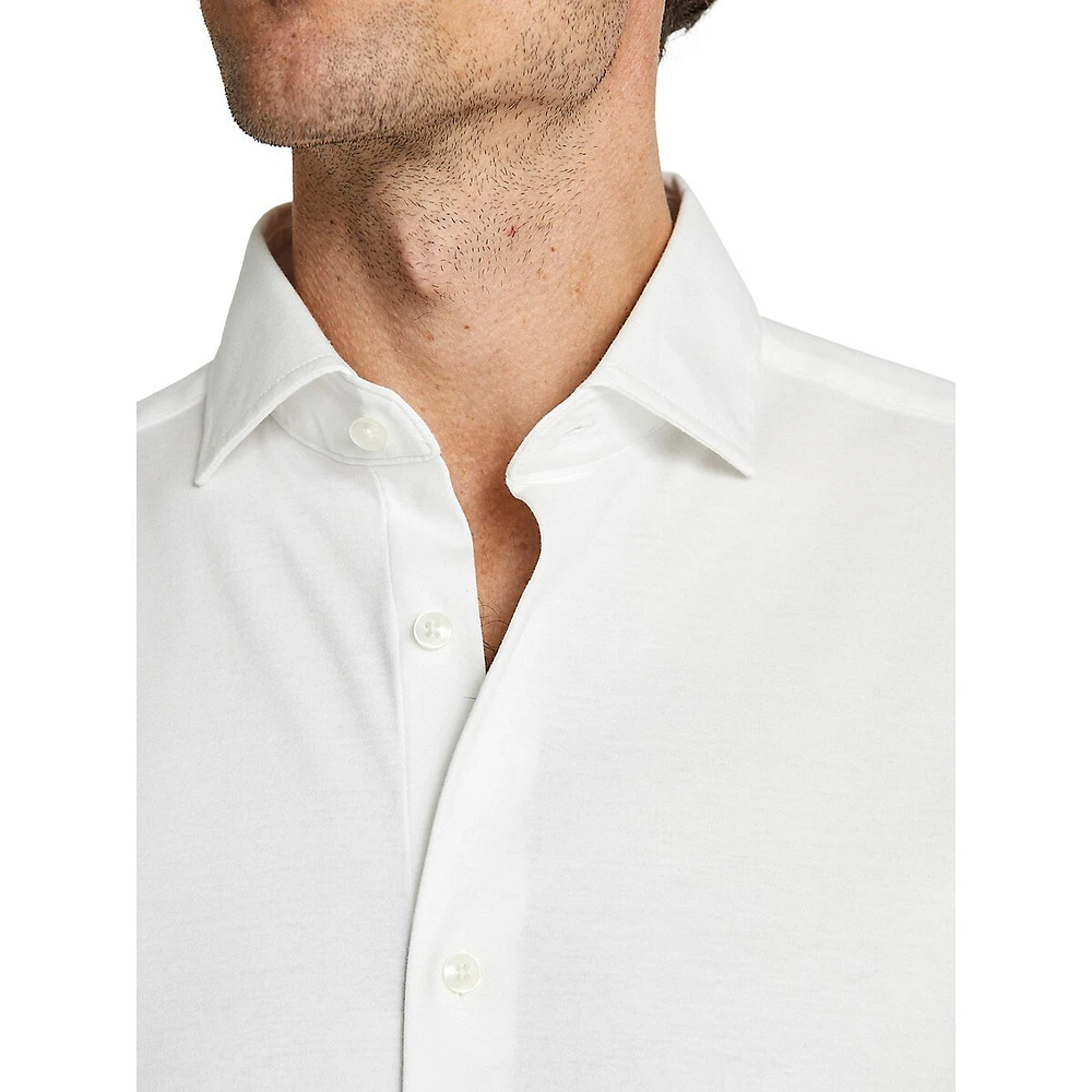 Rice Slim-Fit Knit Button-Down Shirt