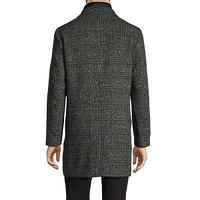 Manteau sans manches à carreaux en mélange de laine coupe slim