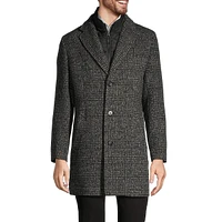 Manteau sans manches à carreaux en mélange de laine coupe slim