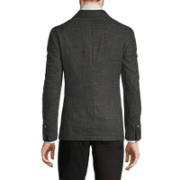 Slim-Fit Stretch Houndstooth Patch-Pocket Blazer