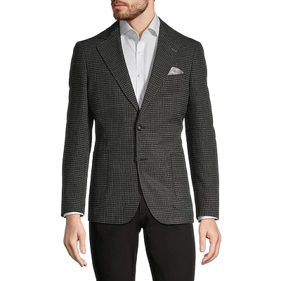 Slim-Fit Stretch Houndstooth Patch-Pocket Blazer