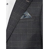 Slim-Fit Plaid Patch-Pocket Blazer