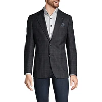 Slim-Fit Plaid Patch-Pocket Blazer