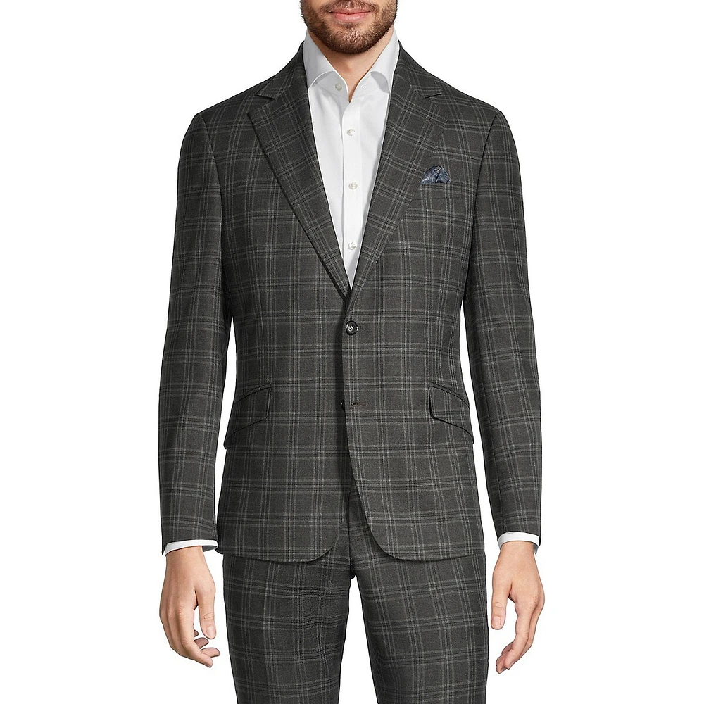 Slim-Fit Plaid Suit Jacket