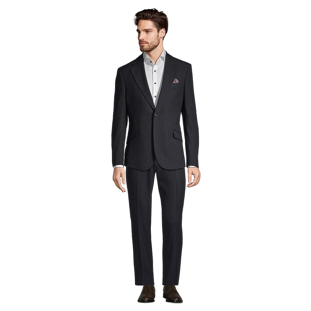 Slim-Fit Pinstriped Suit Jacket