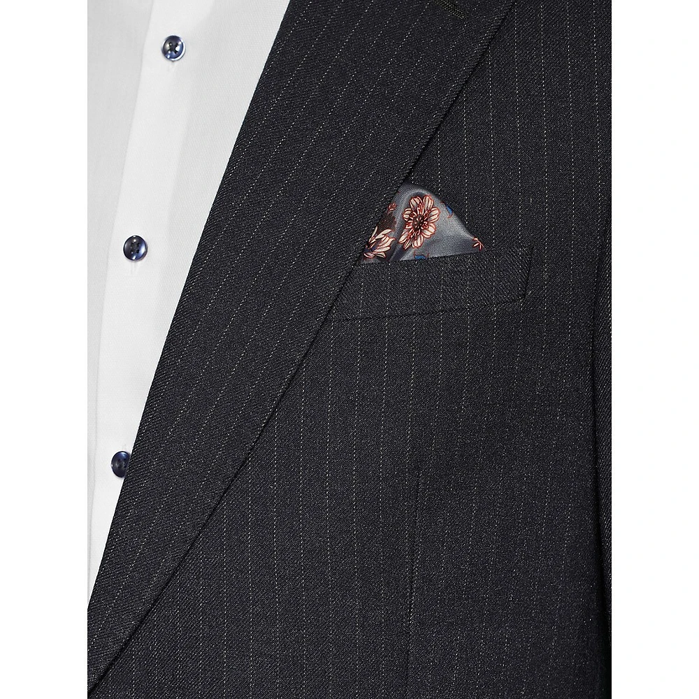 Slim-Fit Pinstriped Suit Jacket