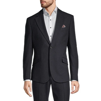 Slim-Fit Pinstriped Suit Jacket