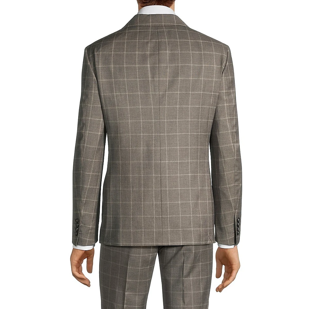 Modern-Classic Fit Twill Plaid Suit Jacket