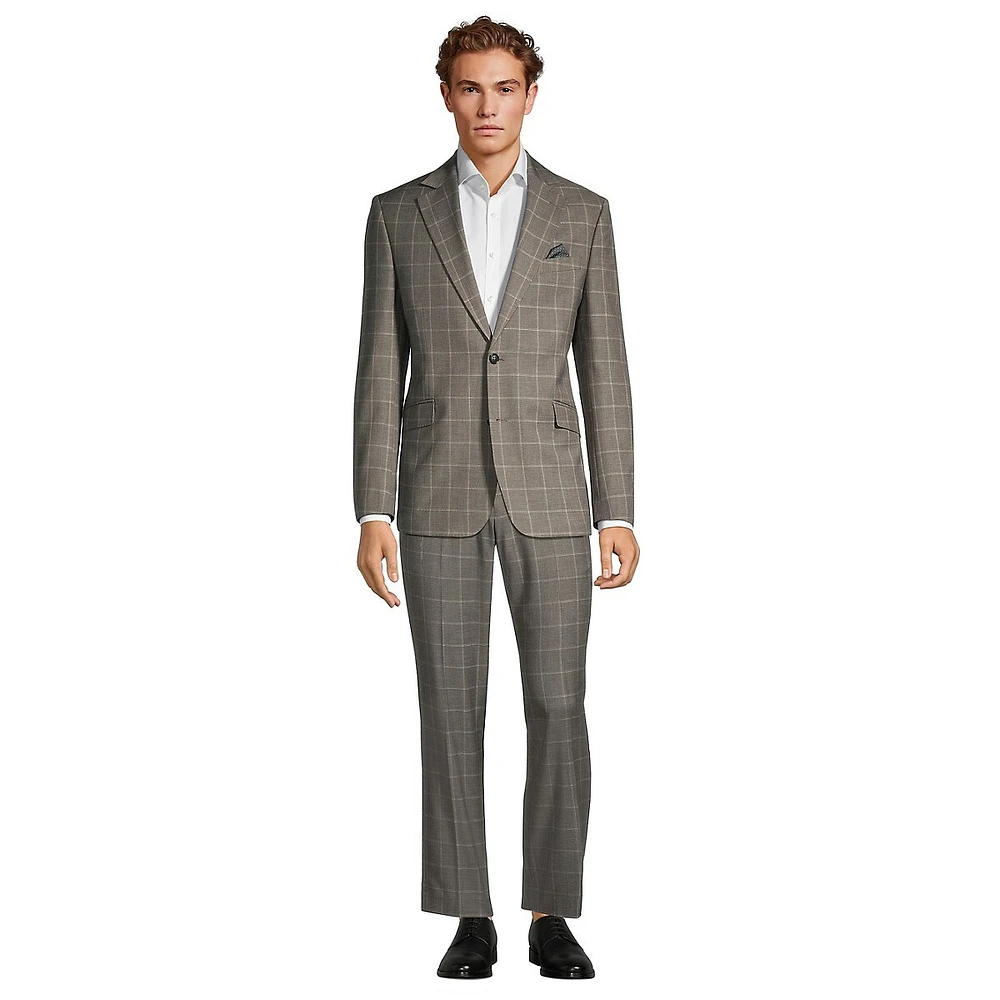 Modern-Classic Fit Twill Plaid Suit Jacket