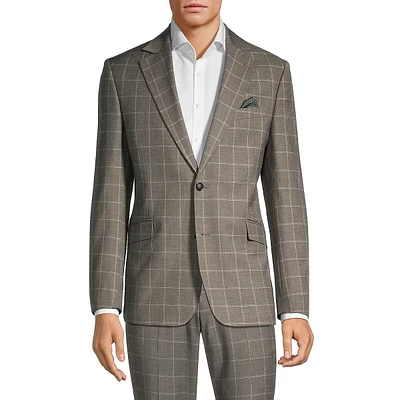 Modern-Classic Fit Twill Plaid Suit Jacket