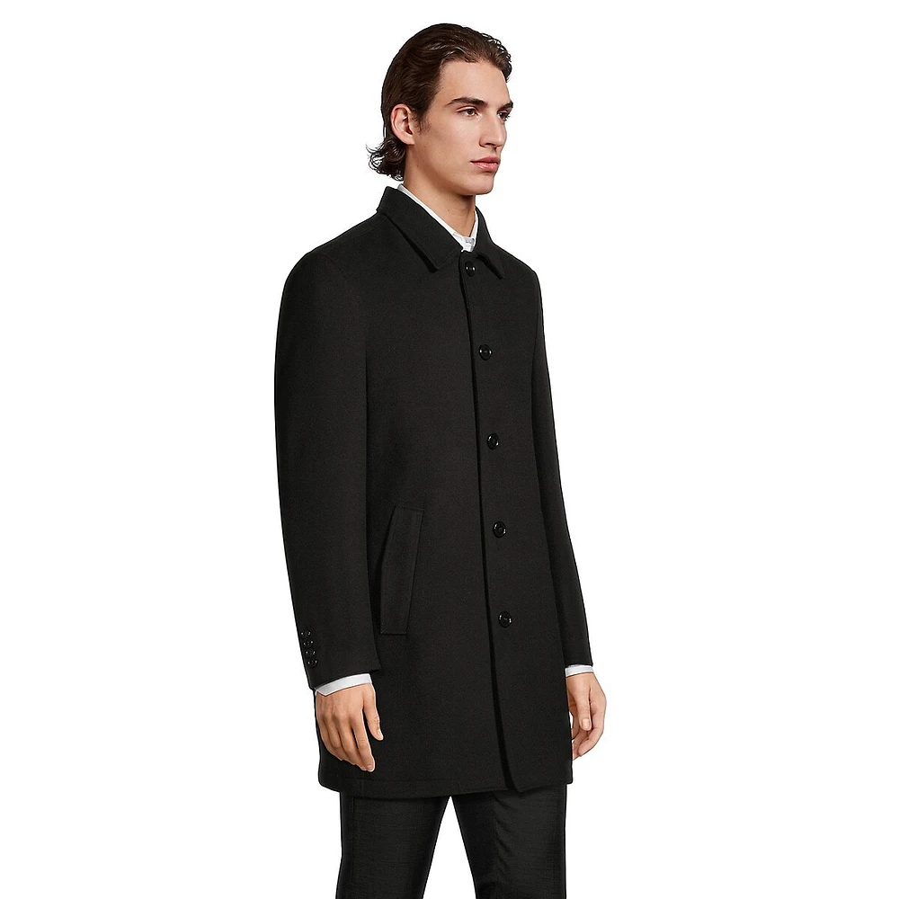 Slim-Fit Stretch Melton Car Coat