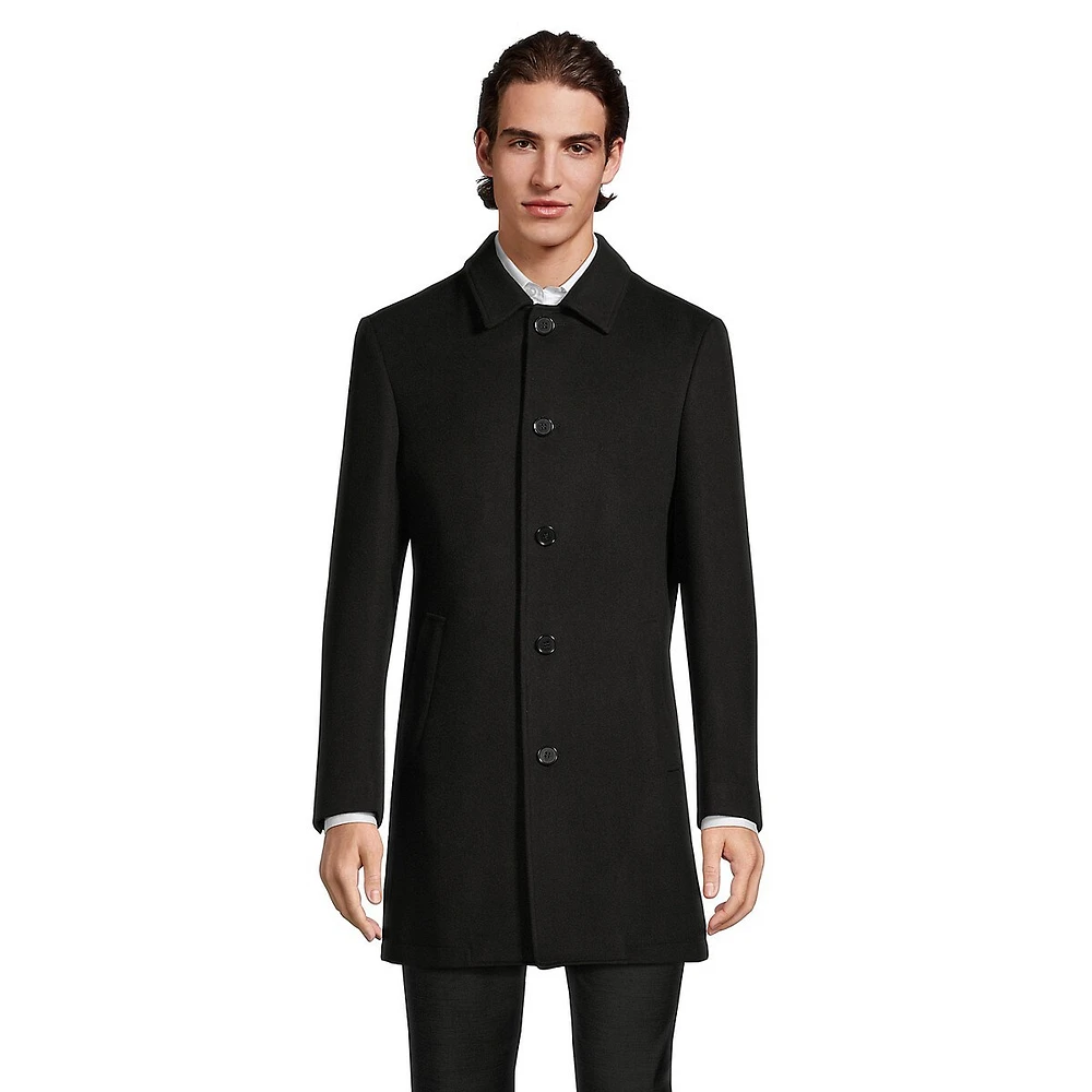 Slim-Fit Stretch Melton Car Coat