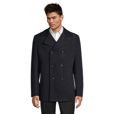Manteau caban en tissu Melton extensible