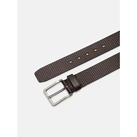 Groove-Textured Leather Belt