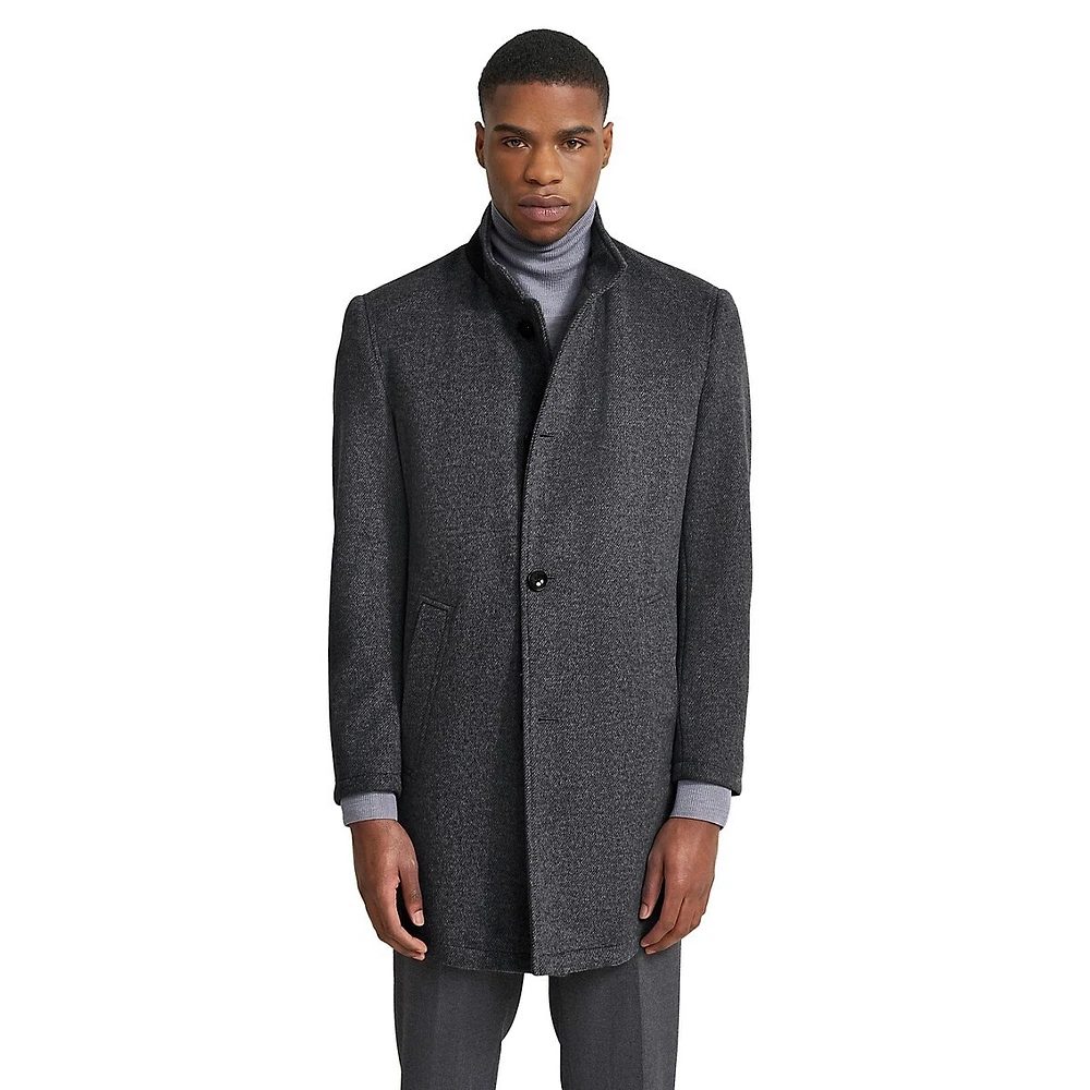 Wool-Blend Car Coat