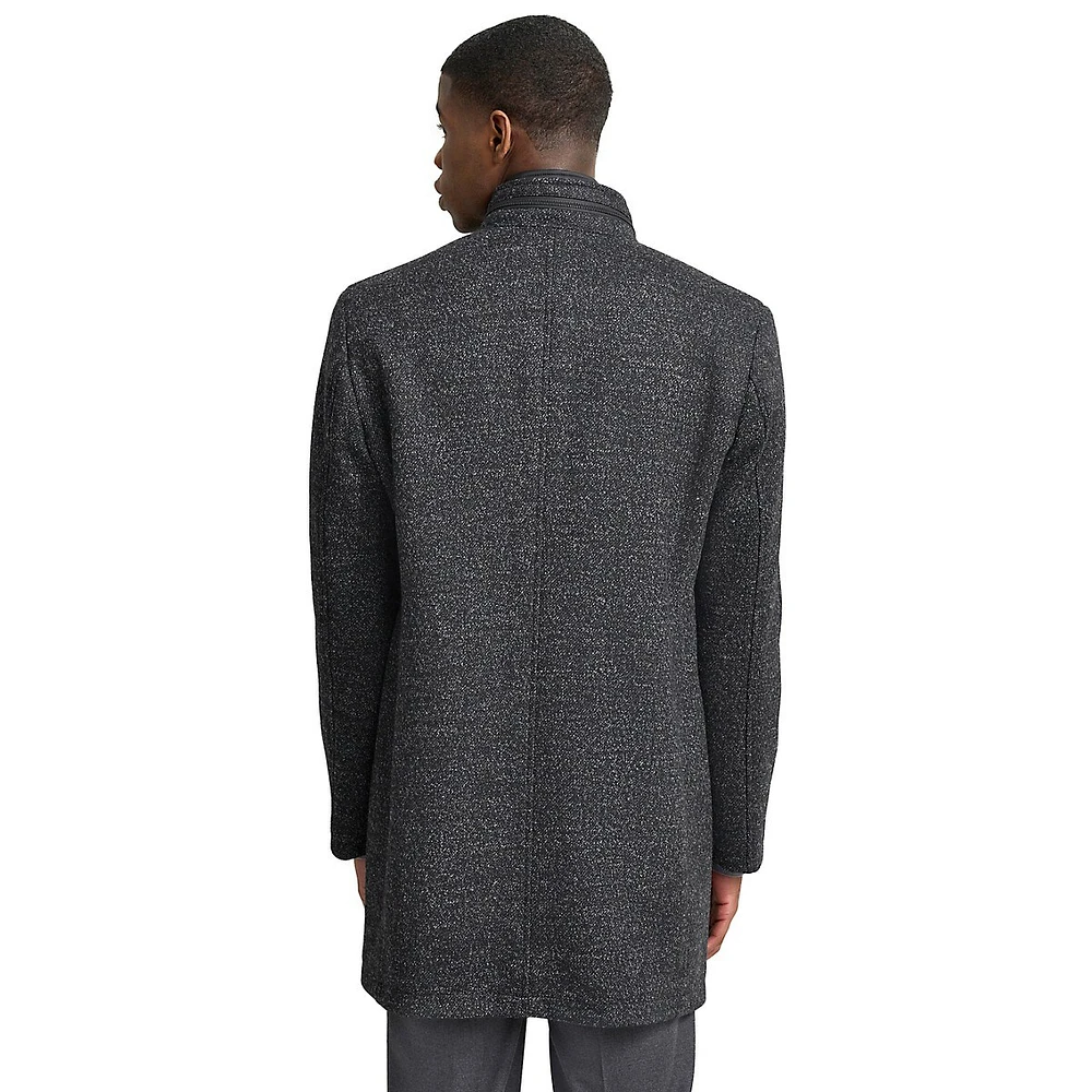 Wool-Blend Car Coat With Zip-Out Bib