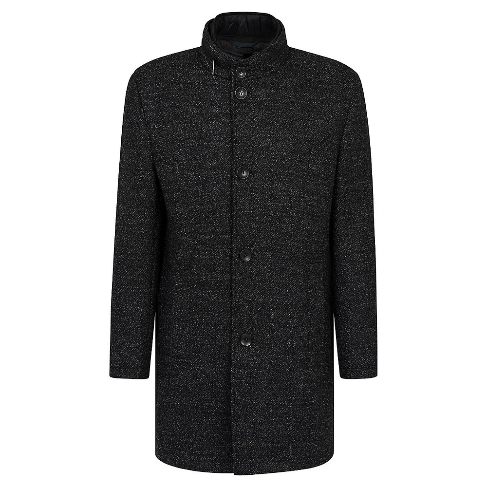 Wool-Blend Car Coat With Zip-Out Bib