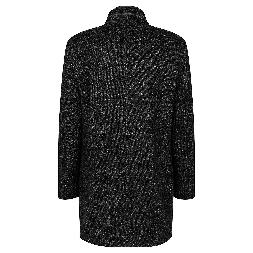 Wool-Blend Car Coat With Zip-Out Bib