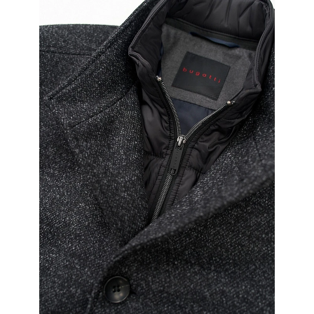 Wool-Blend Car Coat With Zip-Out Bib