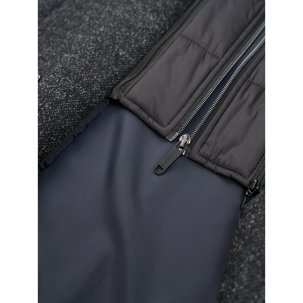 Wool-Blend Car Coat With Zip-Out Bib