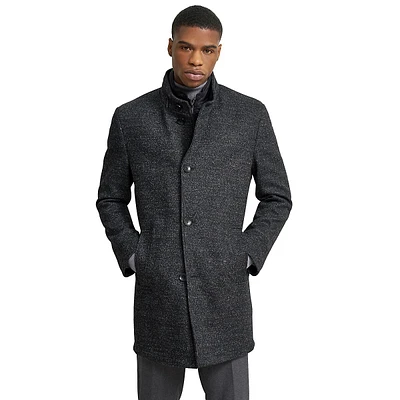 Wool-Blend Car Coat With Zip-Out Bib