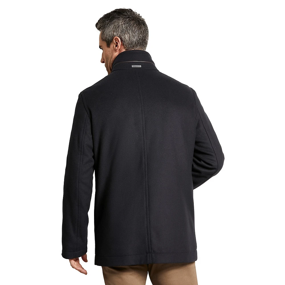 Windproof Wool-Blend Car Coat