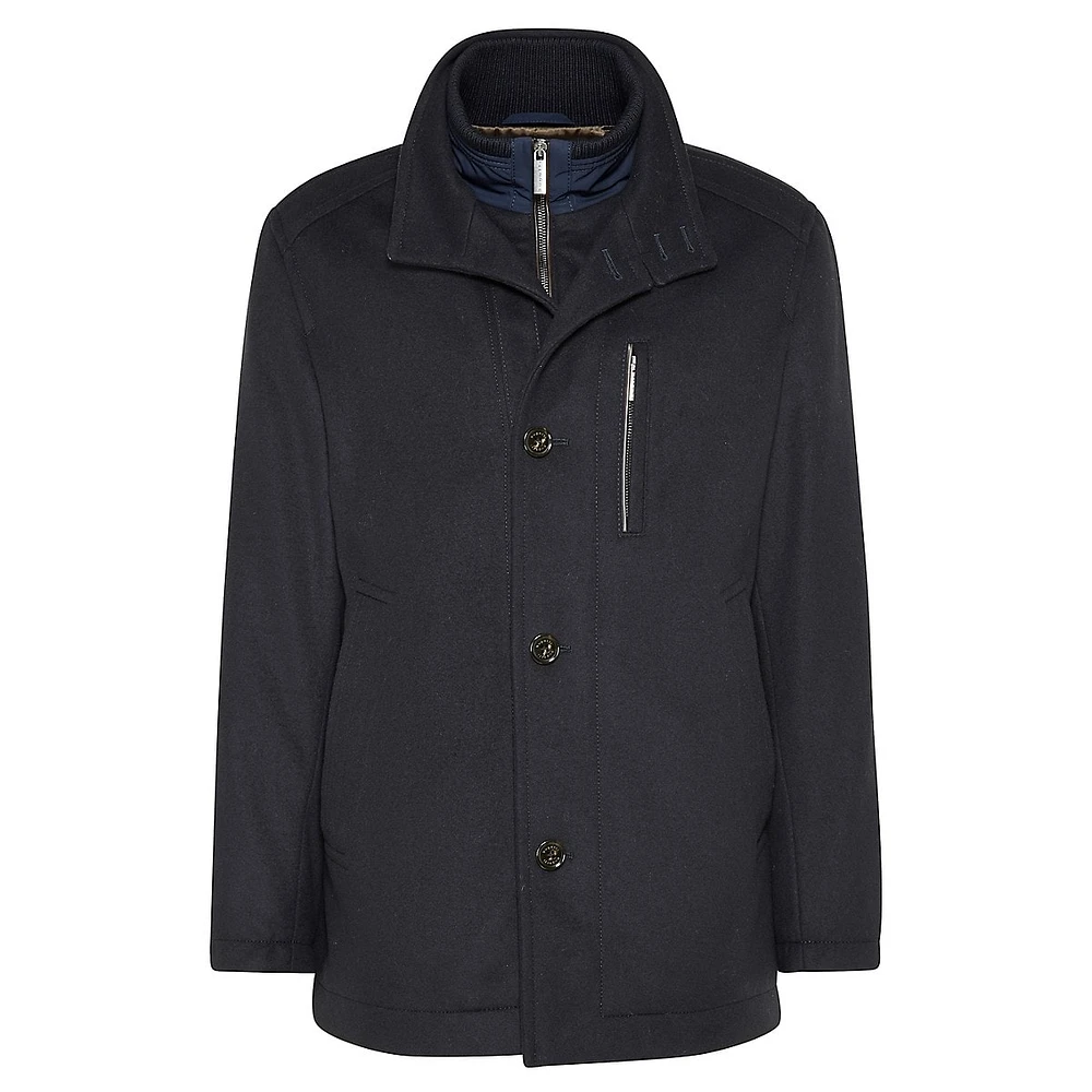 Windproof Wool-Blend Car Coat