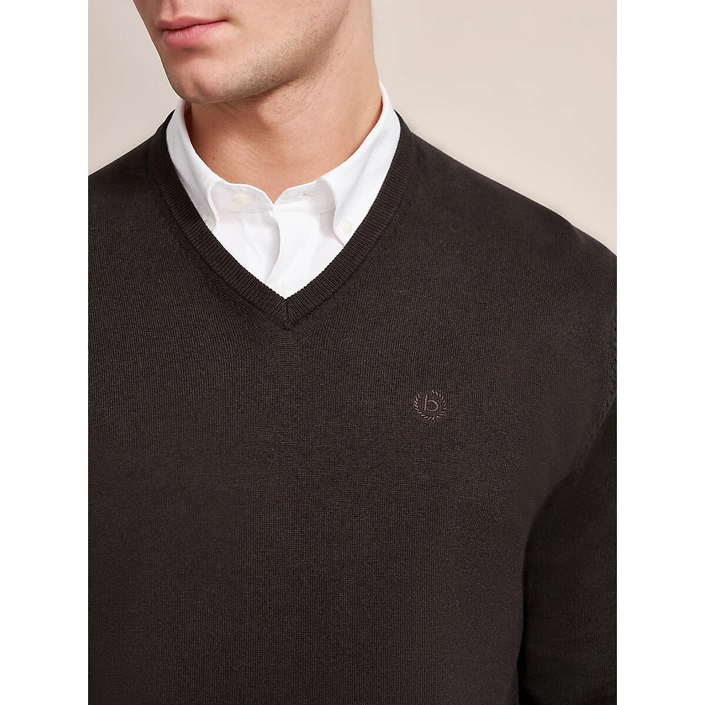 Cotton-Cashmere V-Neck Sweater